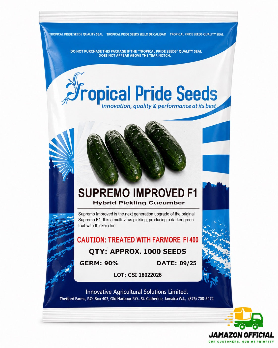 Tropical Pride Seeds Supremo Improved F1 Hybrid Pickling Cucumber Seed